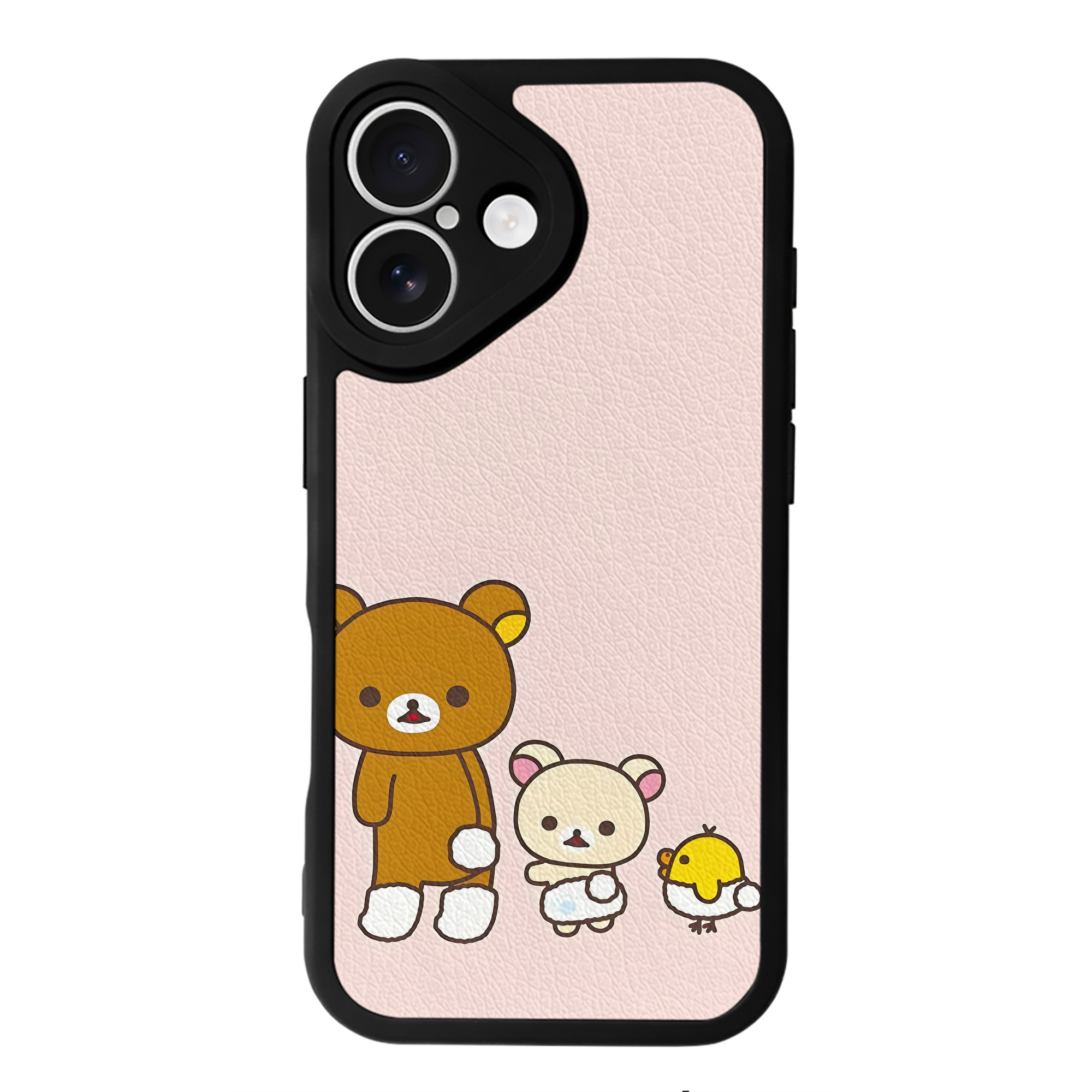 （画像用） リラックマ リラックマ キイロイトリ Rilakkuma Korilakkuma Kiiroitori 【iPhone 16シリーズ対応】シリコンスマホケース（レザー調） 材質：シリコン